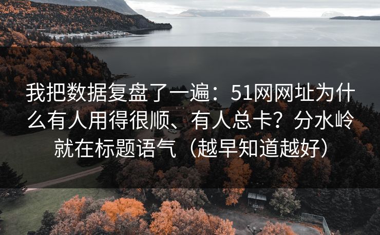 我把数据复盘了一遍:51网网址为什么有人用得很顺、有人总卡?分水岭就在标题语气(越早知道越好) 我把数据复盘了一遍:51网网址为什么有人用得很顺、有人总卡?分水岭就在标题语气(越早知道越好)