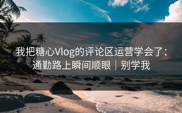 我把糖心Vlog的评论区运营学会了：通勤路上瞬间顺眼｜别学我